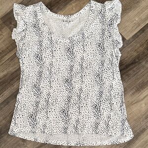 LOFT Black and White Patterned Blouse